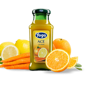 Yoga Succo di frutta Ace Arte 100% in bottiglietta di vetro da 200 ml