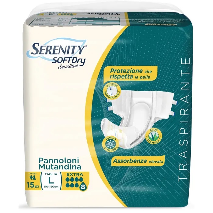 Serenity SoftDRY Sensitive Pannolone Mutandina L Extra 15pz
