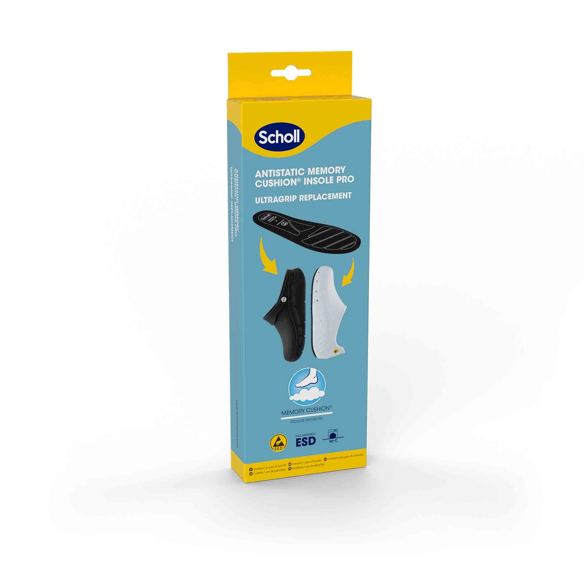 Scholl Antistatic Memory Cushion Insole Pro ULTRAGRIP Solette Plantari Antistatico Tag. 37