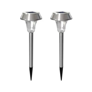 Lampioncino segnapassi Led 0,08W Argento con pannello solare IP44 Bianco freddo 6500K con sensore crepuscolare Confezione 2pz Aigostar